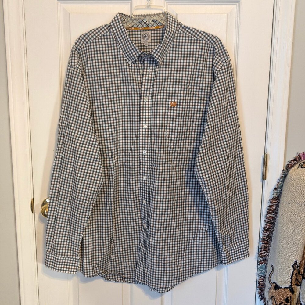 Cinch Mens Dress Shirt Size XXL Long Sleeve Flip Cuff Cowboy Western Check Plaid